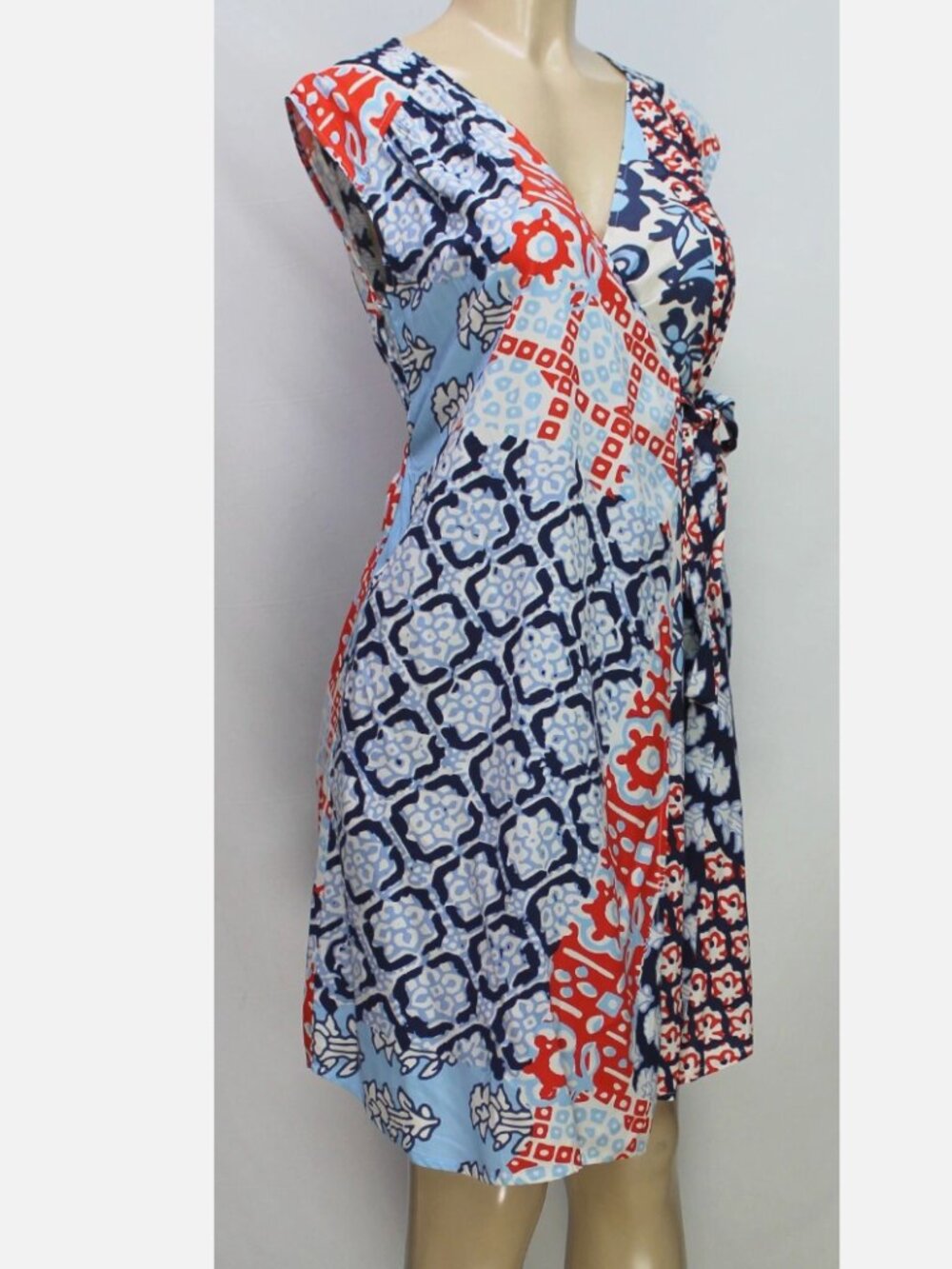 NWT Porridge Anthropologie Isabel Wrap Dress XS Blue Coral Print